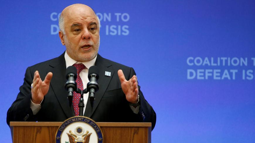 Iraqi Prime Minister Haider al-Abadi delivers remarks at the morning ministerial plenary for the Global Coalition working to Defeat ISIS at the State Department in Washington, U.S., March 22, 2017.      REUTERS/Joshua Roberts - RC1161797E40