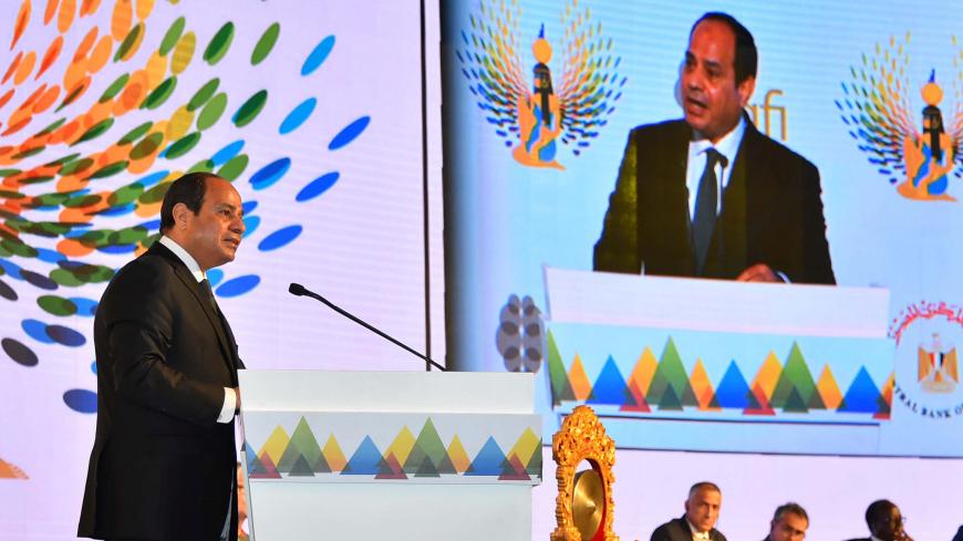 Egyptian President Abdel Fattah al-Sisi speaks during the opening of the 2017 AFI Global Policy Forum in the Red Sea resort of Sharm el-Sheikh, Egypt September 14, 2017 in this handout picture courtesy of the Egyptian Presidency. The Egyptian Presidency/Handout via REUTERS ATTENTION EDITORS - THIS IMAGE WAS PROVIDED BY A THIRD PARTY - RC1B6ECD4080