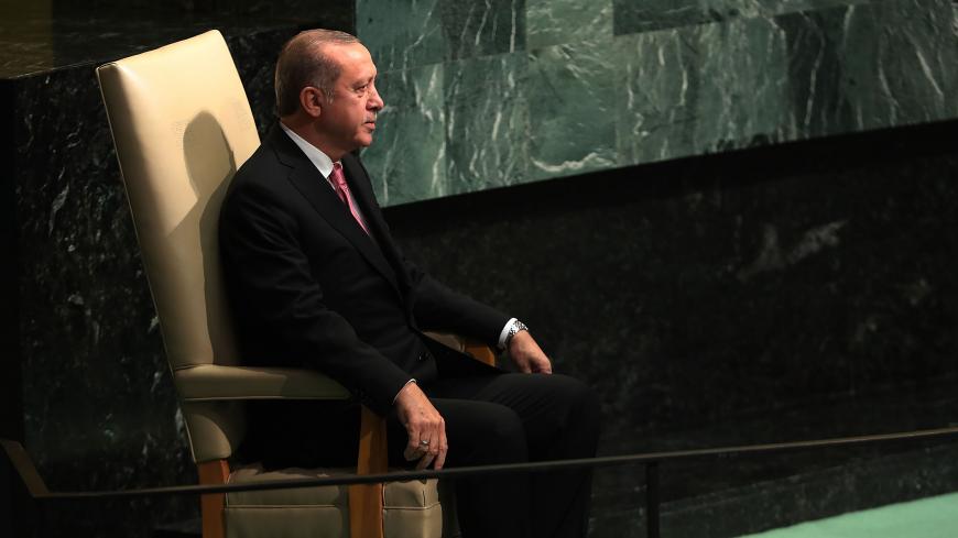 NEW YORK, NY - SEPTEMBER 19:  Turkish President Recep Tayyip Erdogan prepares to speak to world leaders at the 72nd United Nations (UN) General Assembly at UN headquarters in New York on September 19, 2017 in New York City. Topics to be discussed at this year's gathering include Iran, North Korea and global warming.  (Photo by Spencer Platt/Getty Images)