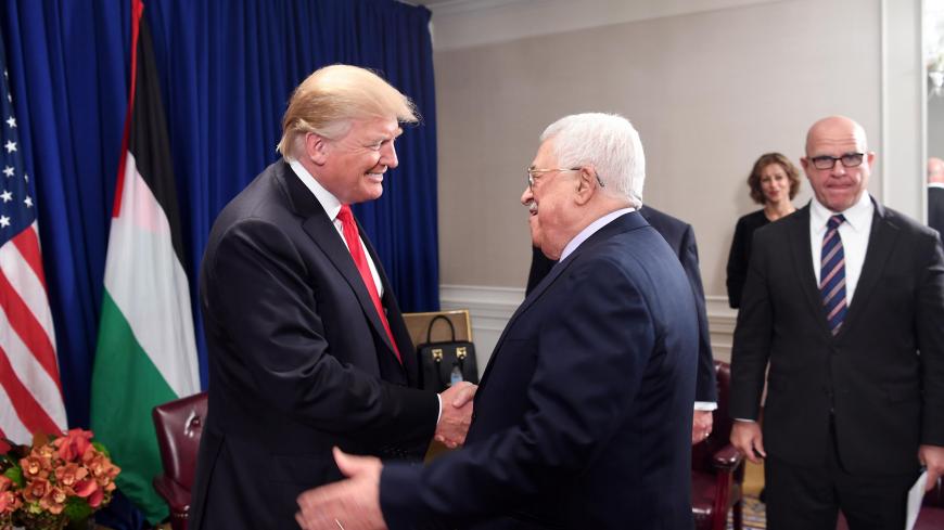 NEW YORK - SEPTEMBER 20:  In this handout provided by the Palestinian Press Office (PPO), U.S. President Donald Trump meets with Palestinian President Mahmoud Abbas on the sidelines of the United Nations General Assembly September 20, 2017 in New York City. World leaders are gathered for the General Assembly.  (Photo by Thaer Ghanaim/PPO via Getty Images)