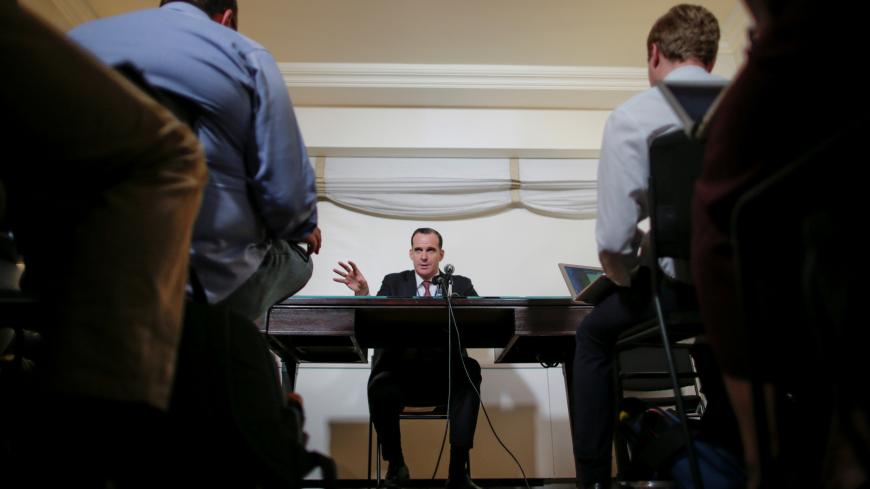 U.S. envoy to the coalition against Islamic State, Brett McGurk, speaks with media during a briefing to Defeat ISIS and an update on the Coalition's efforts during the 72nd United Nations General Assembly in New York, U.S., September 22, 2017. REUTERS/Eduardo Munoz - RC1818FBC0E0