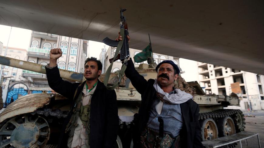 Houthi fighters react after Yemen's former president Ali Abdullah Saleh was killed, in Sanaa, Yemen December 4, 2017. REUTERS/Khaled Abdullah - RC1993369A90