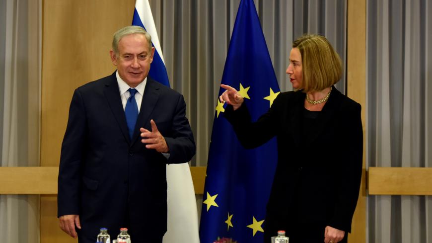 EU foreign policy chief Federica Mogherini meets with Israeli Prime Minister Benjamin Netanyahu at the European Council headquarters in Brussels, Belgium December 11, 2017. REUTERS/Eric Vidal - RC15BF174880