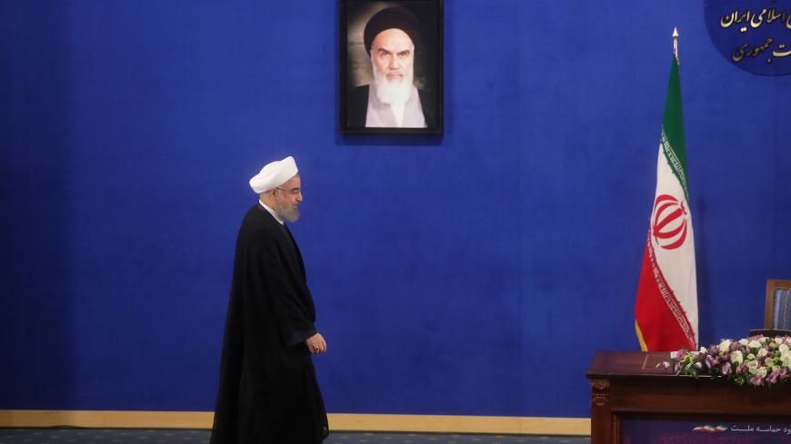 Iranian president Hassan Rouhani arrives for a news conference in Tehran, Iran, May 22, 2017. TIMA via REUTERS ATTENTION EDITORS - THIS IMAGE WAS PROVIDED BY A THIRD PARTY. FOR EDITORIAL USE ONLY. - RC1CFEB6D770