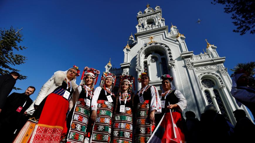 Bulgarian women in traditional costumes are seen during the re-opening of the St. Stefan Bulgarian Orthodox Church in Istanbul, Turkey, January 7, 2018. REUTERS/Murad Sezer - RC1A5A8D2D10