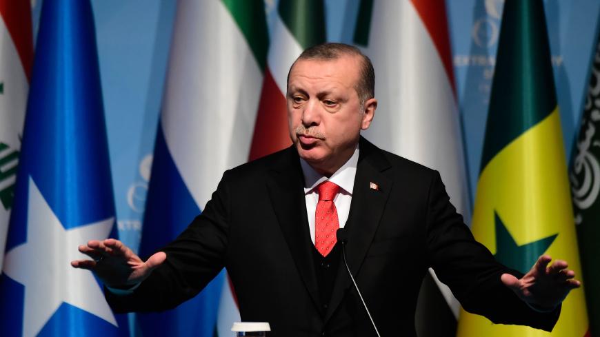 Turkish President Recep Tayyip Erdogan speaks as he holds a press conference following the Extraordinary Summit of the Organisation of Islamic Cooperation (OIC) on last week's US recognition of Jerusalem as Israel's capital, on December 13, 2017, in Istanbul.
Islamic leaders on December 13 urged the world to recognise occupied East Jerusalem as the capital of Palestine, as Palestinian president Mahmoud Abbas warned the United States no longer had any role to play in the peace process. / AFP PHOTO / YASIN AK