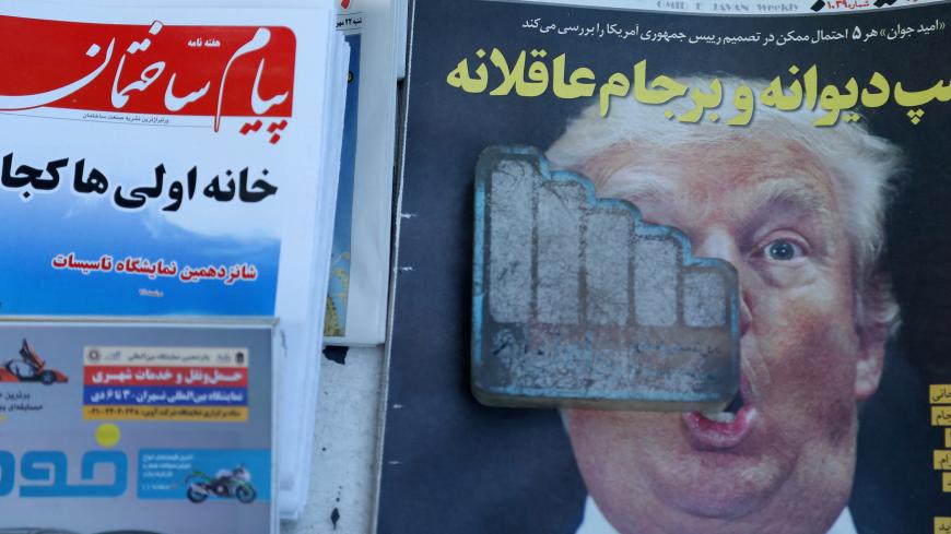 A newspaper featuring a picture of U.S. President Donald Trump is seen in Tehran, Iran, October 14, 2017. Nazanin Tabatabaee Yazdi/TIMA via REUTERS ATTENTION EDITORS - THIS IMAGE WAS PROVIDED BY A THIRD PARTY. - RC1FE8998310