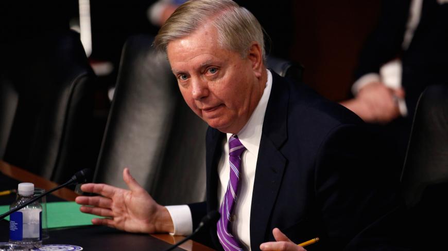 Senator Lindsey Graham (R-SC) questions U.S. Secretary of Homeland Security Kirstjen Nielsen during a hearing with the Senate Judiciary Committee on "Oversight of the U.S. Department of Homeland Security" on Capitol Hill in Washington, U.S., January 16, 2018. REUTERS/Joshua Roberts - RC1E9D5BF390