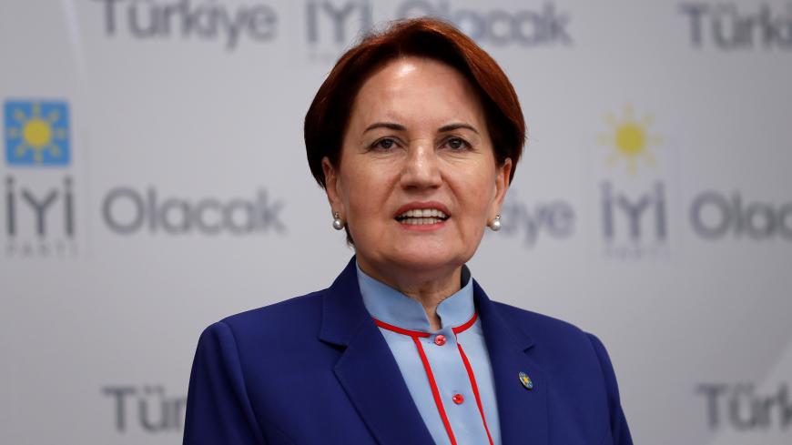Meral Aksener, the leader of the Iyi Party, speaks during a news conference at her party headquaters in Ankara, Turkey April 24, 2018. REUTERS/Murad Sezer - RC13C89C3680