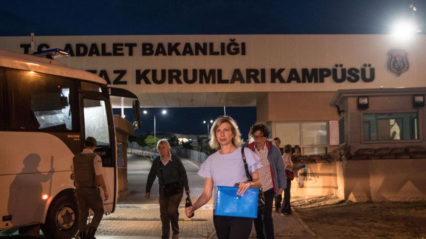 Norine Brunson, the wife fo jailed American pastor Andrew Brunson, who is held on charges of aiding terror groups, leaves the courthouse after Brunson's trial in Aliaga, north of Izmir, on May 7, 2018. - Brunson, who ran a church in the western city of Izmir, was detained by Turkish authorities in October 2016. If convicted, he risks up to 35 years in jail. (Photo by BULENT KILIC / AFP)        (Photo credit should read BULENT KILIC/AFP/Getty Images)