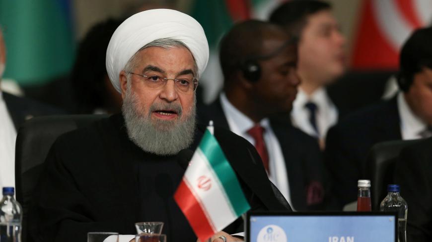 Iran's President Hassan Rouhani speaks during an extraordinary meeting of the Organisation of Islamic Cooperation (OIC) in Istanbul, Turkey May 18, 2018. Arif Hudaverdi Yaman/Pool via Reuters - RC129DDA4DA0