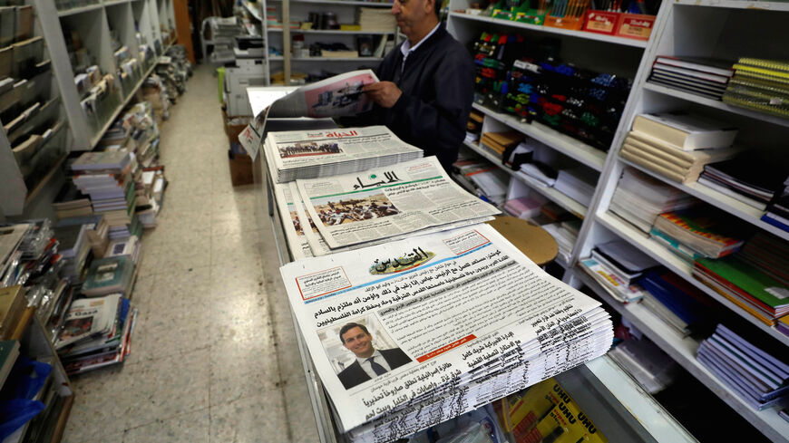 The Palestinian newspaper Al Quds that published an interview with Jared Kushner, U.S. President Donald Trump's senior adviser, is displayed for sale in a bookshop in Ramallah in the occupied West Bank, June 24, 2018.  REUTERS/Mohamad Torokman - RC1916711990