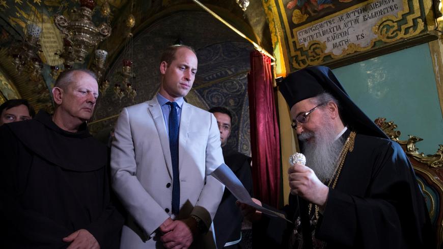 Britain's Prince William visits the Church of the Holy Sepulchre in Jerusalem's Old City, June 28, 2018. Amit Shabi/Pool via REUTERS - RC149D004D30