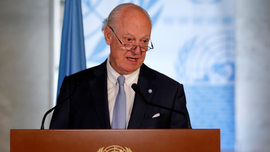 U.N. Syria envoy Staffan de Mistura attends a news conference at the United Nations in Geneva, Switzerland June 14, 2018. REUTERS/Denis Balibouse - RC119408FC70