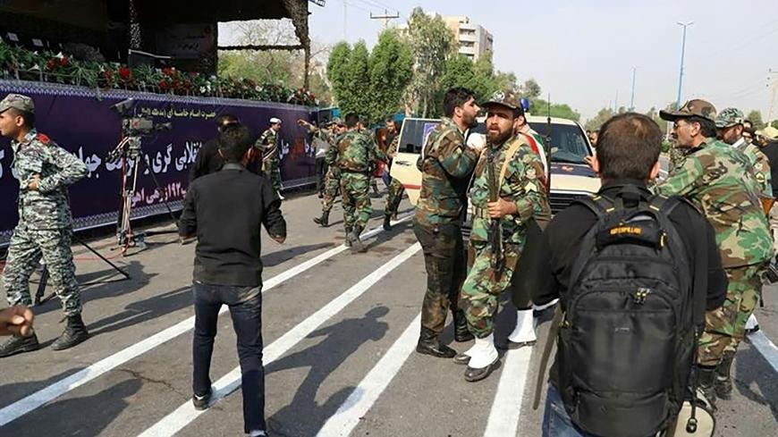A general view of the attack during the military parade in Ahvaz, Iran September 22, 2018. Tasnim News Agency/via REUTERS ATTENTION EDITORS - THIS PICTURE WAS PROVIDED BY A THIRD PARTY - RC14B6B8F350