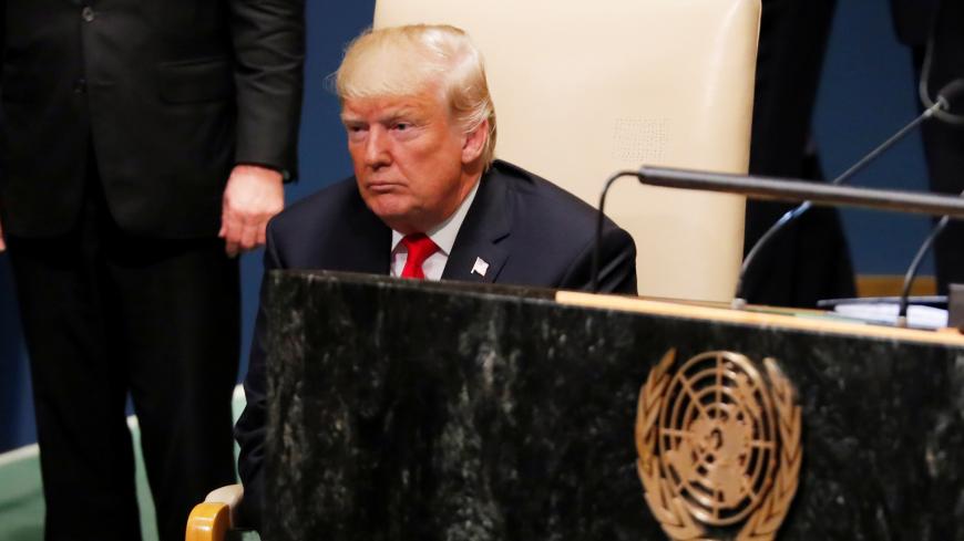 U.S. President Donald Trump is seated after addressing the 73rd session of the United Nations General Assembly at U.N. headquarters in New York, U.S., September 25, 2018. REUTERS/Carlos Barria - RC1E4086D740