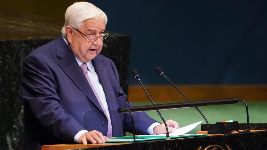 Syrian Foreign Minister Walid Al-Moualem addresses the 73rd session of the General Assembly at the United Nations in New York on September 28, 2018. (Photo by Don EMMERT / AFP)        (Photo credit should read DON EMMERT/AFP/Getty Images)