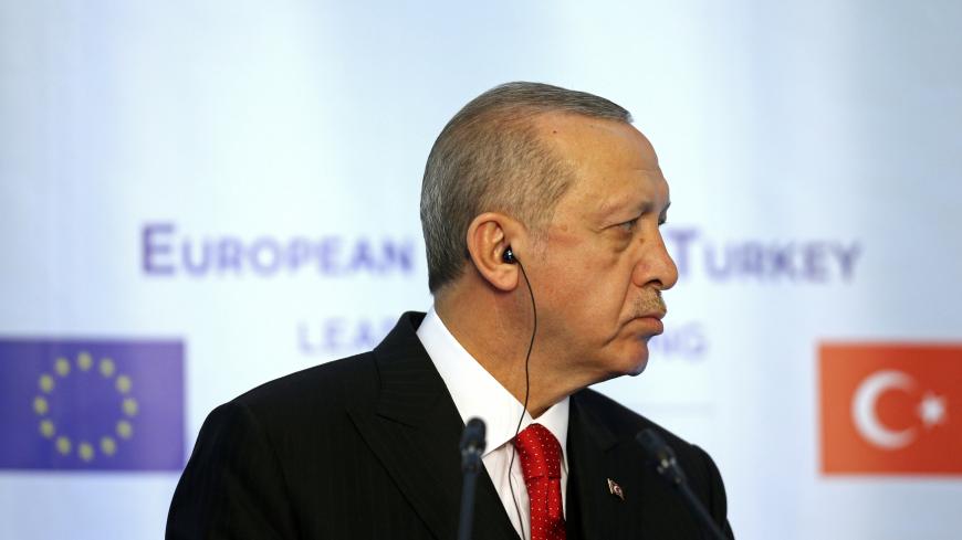 Turkish President Tayyip Erdogan attends a news conference at Euxinograd residence, near Varna, Bulgaria, March 26, 2018. REUTERS/Stoyan Nenov - RC1D313AABE0
