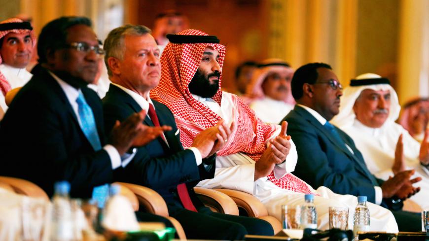 Saudi Crown Prince Mohammed bin Salman and Jordan's King Abdullah II ibn Al Hussein attend the investment conference in Riyadh, Saudi Arabia October 23, 2018.  REUTERS/Faisal Al Nasser - RC1BE7550810