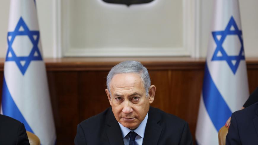 Israel Prime Minister Benjamin Netanyahu attends the weekly cabinet meeting at his office in Jerusalem October 28, 2018. Oded Balilty/Pool via REUTERS - RC18EB7B0910