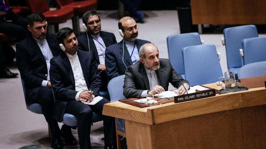 NEW YORK, NY - DECEMBER 12: Irans Deputy Permanent Representative to the United Nations, Es'hagh Al Habib delivers remarks at the United Nations Security Council meeting on Iran at the United Nations on December 12, 2018 in New York City. (Photo by Kevin Hagen/Getty Images)