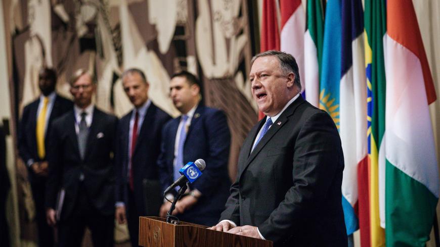 NEW YORK, NY - DECEMBER 12: United States Secretary of State Mike Pompeo speaks during a press conference following the United Nations Security Council meeting on Iran at the United Nations on December 12, 2018 in New York City. (Photo by Kevin Hagen/Getty Images)