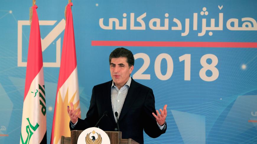 Kurdistan Regional Government Prime Minister Nechirvan Barzani speaks during a news conference after casting his vote, during parliamentary elections in the semi-autonomous region in Erbil, Iraq September 30, 2018. REUTERS/Thaier Al-Sudani - RC1904E48690