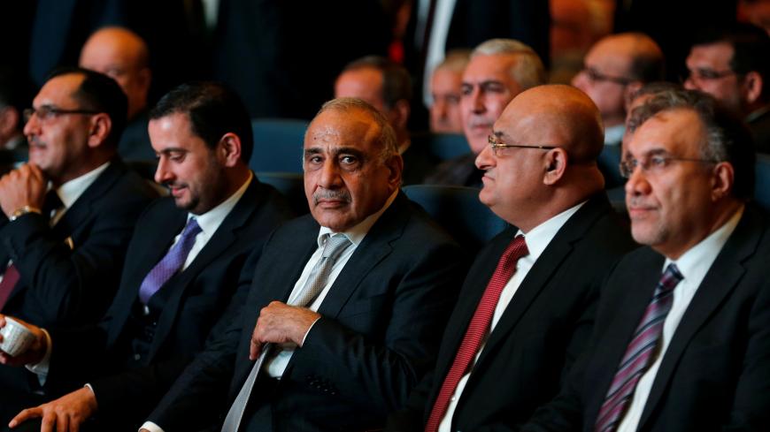 Iraq's Prime Minister Adel Abdul Mahdi (C) attends the opening of  Baghdad International Fair, Iraq November 10, 2018.  REUTERS/Thaier al-Sudani - RC1C7F323800