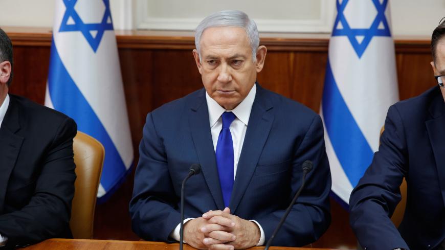 Israeli Prime Minister Benjamin Netanyahu attends the weekly cabinet meeting at his office in Jerusalem October 7, 2018. Abir Sultan/Pool via REUTERS - RC173BB25600