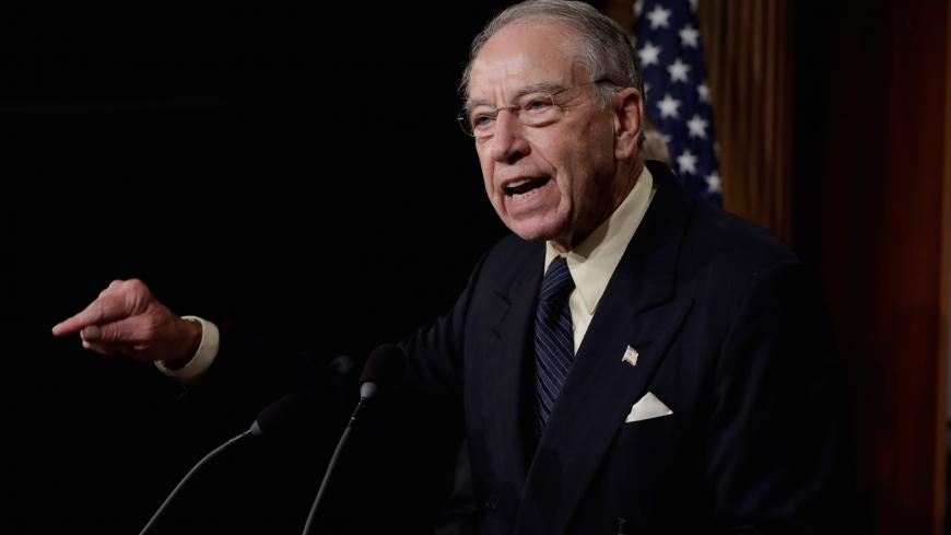 U.S. Senate Judiciary Committee Chairman Senator Chuck Grassley (R-IA) speaks during a news conference to discuss the FBI background investigation into the assault allegations against U.S. Supreme Court nominee Judge Brett Kavanaugh on Capitol Hill in Washington, U.S., October 4, 2018. REUTERS/Yuri Gripas - RC19A2D8E130