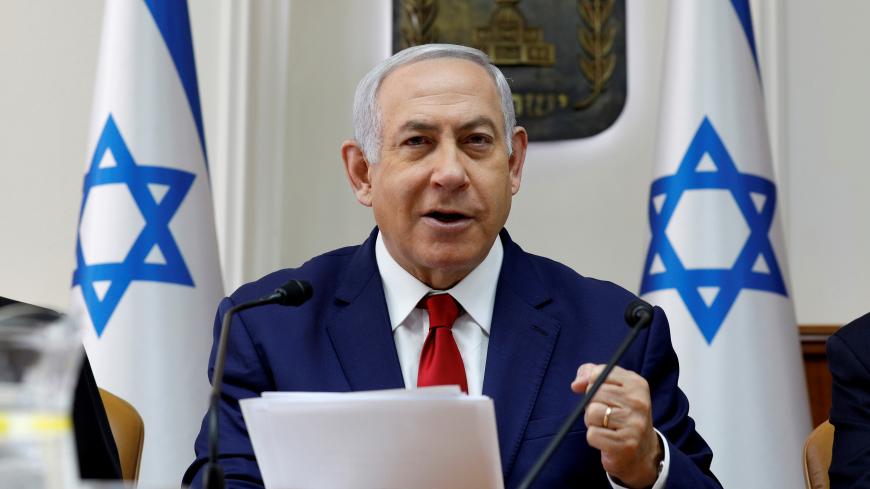Israeli Prime Minister Benjamin Netanyahu attends the weekly cabinet meeting in Jerusalem January 6, 2019. Gali Tibbon/Pool via REUTERS - RC1851386D20