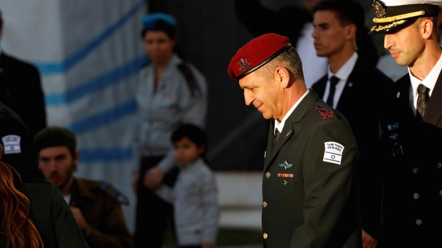 Incoming Israeli Chief of Staff Aviv Kohavi walks out at the end of a handover ceremony where he replaces Lieutenant-General Gadi Eizenkot, at the Defense Ministry in Tel Aviv, Israel January 15, 2019. REUTERS/Amir Cohen - RC1A095B08F0