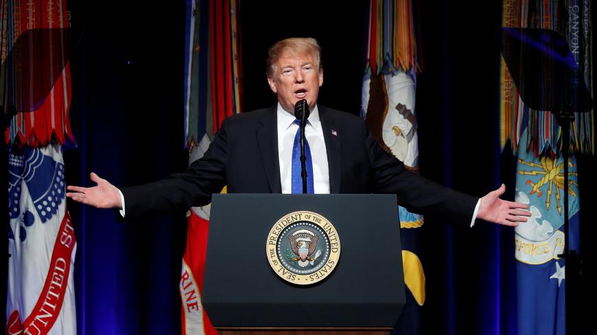 U.S. President Donald Trump speaks during the Missile Defense Review announcement at the Pentagon in Arlington, Virginia, U.S., January 17, 2019. REUTERS/Kevin Lamarque - RC1B92AE1D40