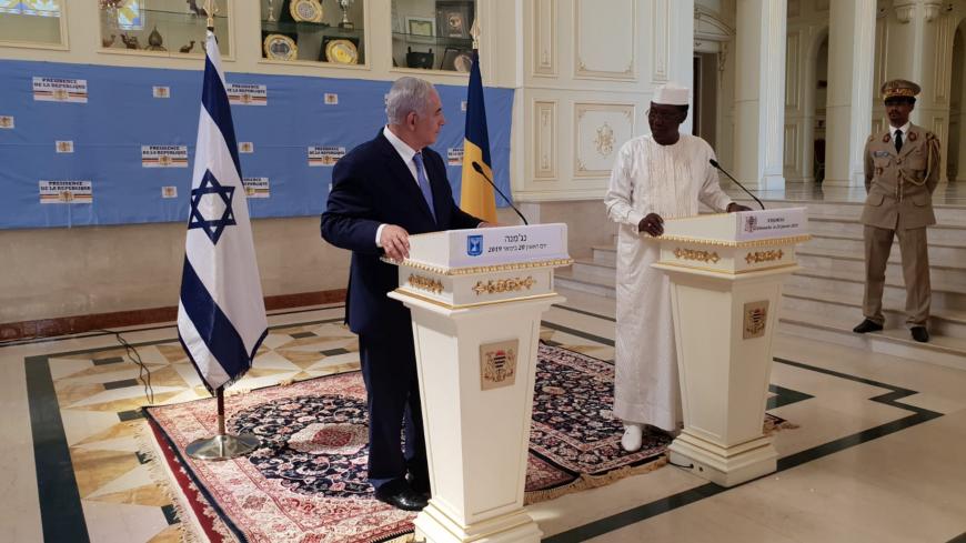 Israeli Prime Minister Benjamin Netanyahu delivers a statement together with Chad's President Idriss Deby, during their meeting in N'Djamena, Chad January 20, 2019. Kobi Gideon/Government Press Office/Handout via REUTERS ATTENTION EDITORS - THIS PICTURE WAS PROVIDED BY A THIRD PARTY. - RC13B14BBC20