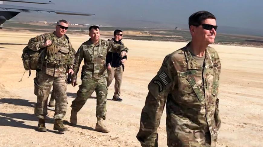 U.S. Army General Jospeh Votel, head of Central Command, visits an airbase at an undisclosed location in northeast Syria, February 18, 2019. REUTERS/Phil Stewart - RC13C4BB6380