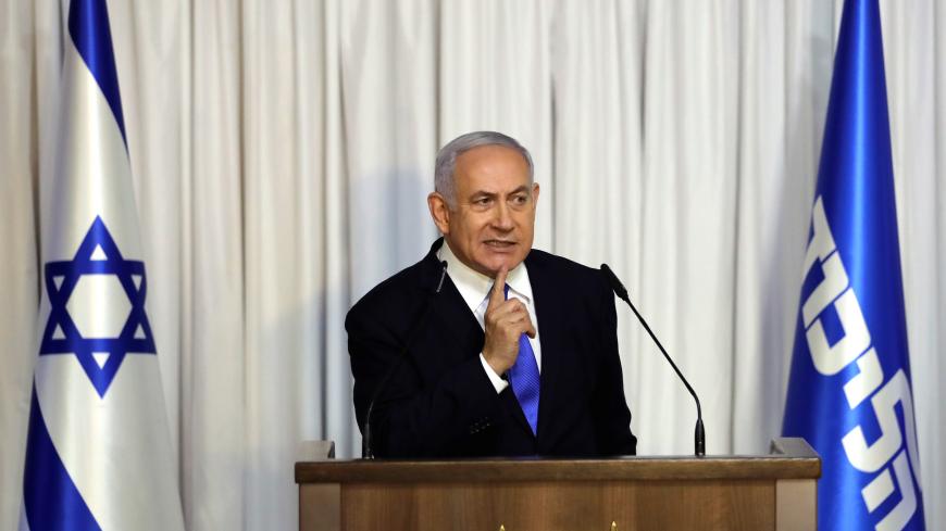 Israeli Prime Minister Benjamin Netanyahu gives a statement to the media in Tel Aviv, Israel February 21, 2019 REUTERS/ Ammar Awad - RC15D221F200