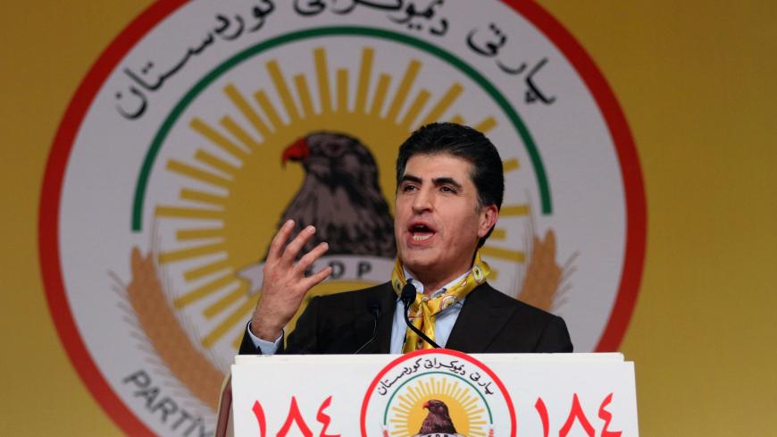 Nechirvan Barzani, Prime Minister of Iraq's Kurdistan Regional Government (KRG), speaks during an electoral rally for the Kurdistan Democratic Party (KDP) in Arbil, the capital of the northern Iraqi Kurdish autonomous region on April 29, 2018. (Photo by SAFIN HAMED / AFP)        (Photo credit should read SAFIN HAMED/AFP/Getty Images)