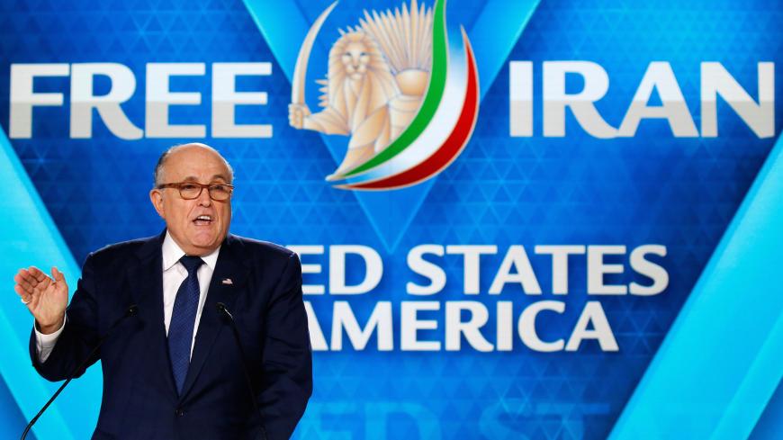 Rudy Giuliani, former Mayor of New York City, delivers his speech as he attends the National Council of Resistance of Iran (NCRI), meeting in Villepinte, near Paris, France, June 30, 2018.  REUTERS/Regis Duvignau - RC1B635374A0