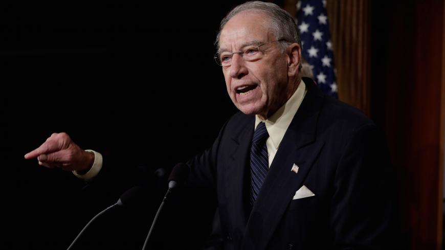 U.S. Senate Judiciary Committee Chairman Senator Chuck Grassley (R-IA) speaks during a news conference to discuss the FBI background investigation into the assault allegations against U.S. Supreme Court nominee Judge Brett Kavanaugh on Capitol Hill in Washington, U.S., October 4, 2018. REUTERS/Yuri Gripas - RC19A2D8E130