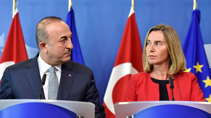 European Union Foreign Policy Chief Federica Mogherini and Turkish Foreign Minister Mevlut Cavusoglu hold a news conference at the European Commission in Brussels, Belgium July 25, 2017. REUTERS/Eric Vidal     TPX IMAGES OF THE DAY - RC1571207A70
