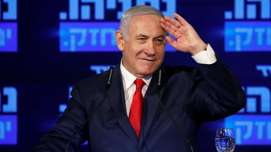 Israeli Prime Minister Benjamin Netanyahu delivers a speech at the launch of his Likud party election campaign in Ramat Gan, Israel March 4, 2019. REUTERS/Amir Cohen - RC1F91530CC0