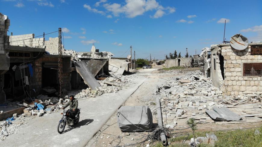 A general view taken on May 8, 2019 shows the destruction in the village of Kansafrah following reported shelling on the rebel-held Idlib province on May 8, 2019. - Violence in the northwestern Syrian region of Idlib has displaced more than 150,000 people in the past week, the UN said, as the regime and Russia upped deadly bombardment of the jihadist bastion. (Photo by OMAR HAJ KADOUR / AFP)        (Photo credit should read OMAR HAJ KADOUR/AFP/Getty Images)