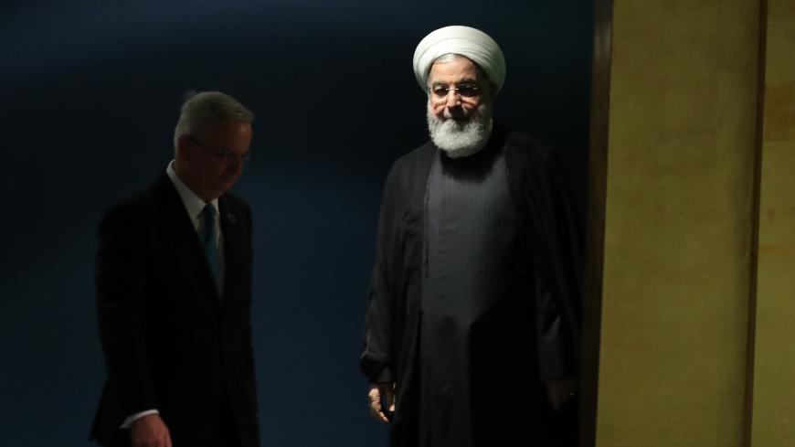 Iran's President Hassan Rouhani (R) arrives to address the 73rd session of the United Nations General Assembly at U.N. headquarters in New York, U.S., September 25, 2018. REUTERS/Carlo Allegri - HP1EE9P1EGI66
