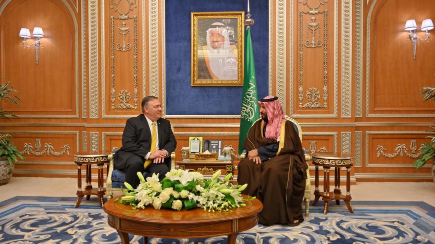 U.S. Secretary of State Mike Pompeo (L) meets with Saudi Crown Prince Mohammed bin Salman in Riyadh, Saudi Arabia January 14, 2019. Andrew Caballero-Reynolds/Pool via REUTERS - RC1E4A498AC0