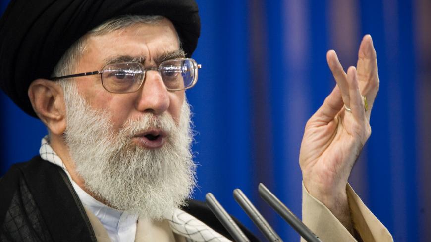 Iran's Supreme Leader Ayatollah Ali Khamenei speaks during Friday prayers in Tehran September 14, 2007. REUTERS/Morteza Nikoubazl/File Photo - S1AETHSUNEAB