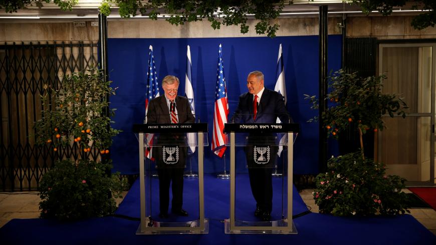 U.S. National Security Adviser John Bolton meets Israeli Prime Minister Benjamin Netanyahu in Jerusalem January 6, 2019. Oded Balilty/Pool via REUTERS *** Local Caption *** - RC1DF8CE4950