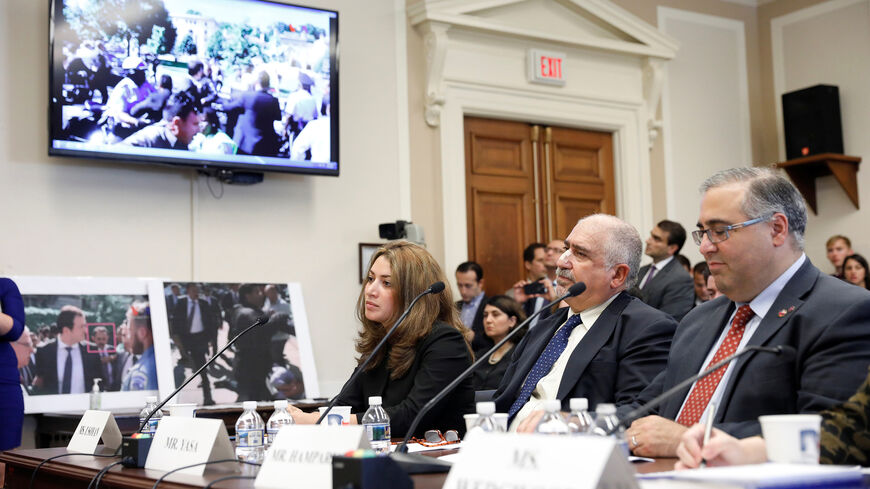 Protesters including Murat Yusa and Lusik Usoyan testify before the House Foreign Affairs Europe, Eurasia and Emerging Threats Subcommittee about the attack on demonstrators by members of Turkish President Recep Tayyip Erdogan's security detail on Capitol Hill in Washington, D.C., U.S. May 25, 2017.  REUTERS/Aaron P. Bernstein - RC1B04368AB0