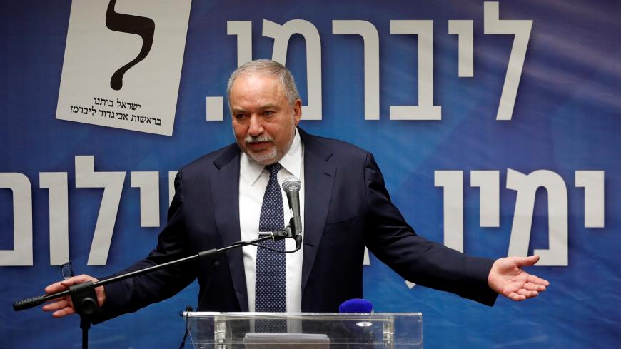 Israel's former Defence Minister Avigdor Lieberman speaks during his Yisrael Beitenu party faction meeting at the Knesset, Israel's parliament, in Jerusalem May 27, 2019. REUTERS/Ronen Zvulun - RC1DB06EC130