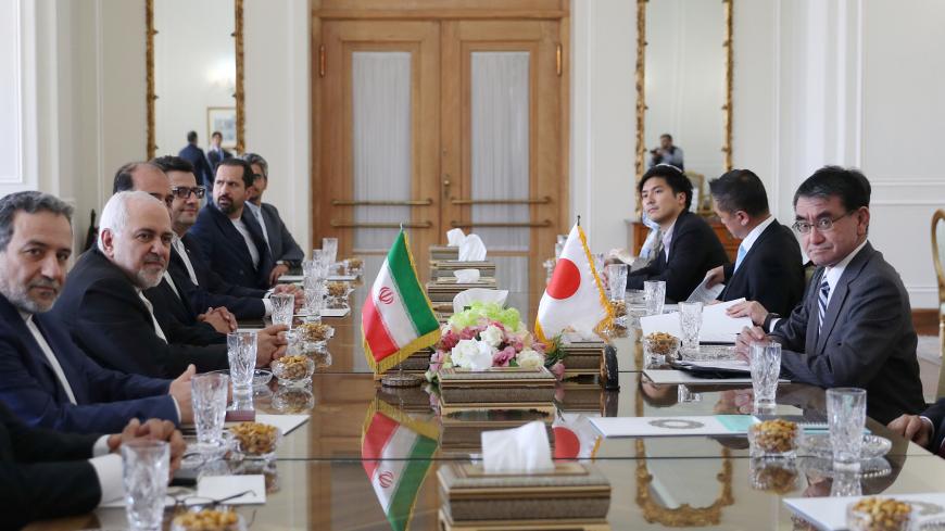 Iranian Foreign Minister Mohammad Javad Zarif meets with Japanese Foreign Minister Taro Kono and officials in Tehran, Iran June 12, 2019. Hamed Malekpour /Tasnim News Agency/via REUTERS ATTENTION EDITORS - THIS PICTURE WAS PROVIDED BY A THIRD PARTY - RC17D940E9C0