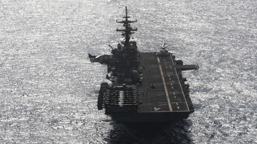 USS Boxer (LHD-4) ship sails in the Arabian Sea off Oman July 17, 2019. Picture taken July 17, 2019. REUTERS/Ahmed Jadallah - RC1501922130